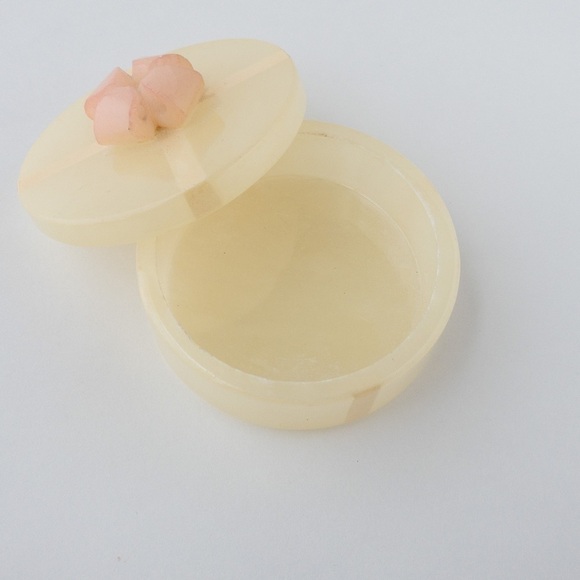 Natural Stone Jewelry Box Trinket Dish Jar with Lid Vintage - Picture 1 of 13